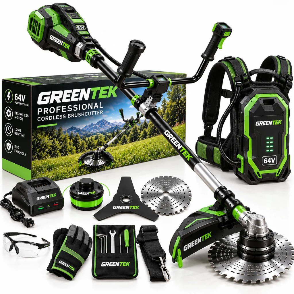 Kit completo Green Tek con batteria incorporata, lame e caricabatterie