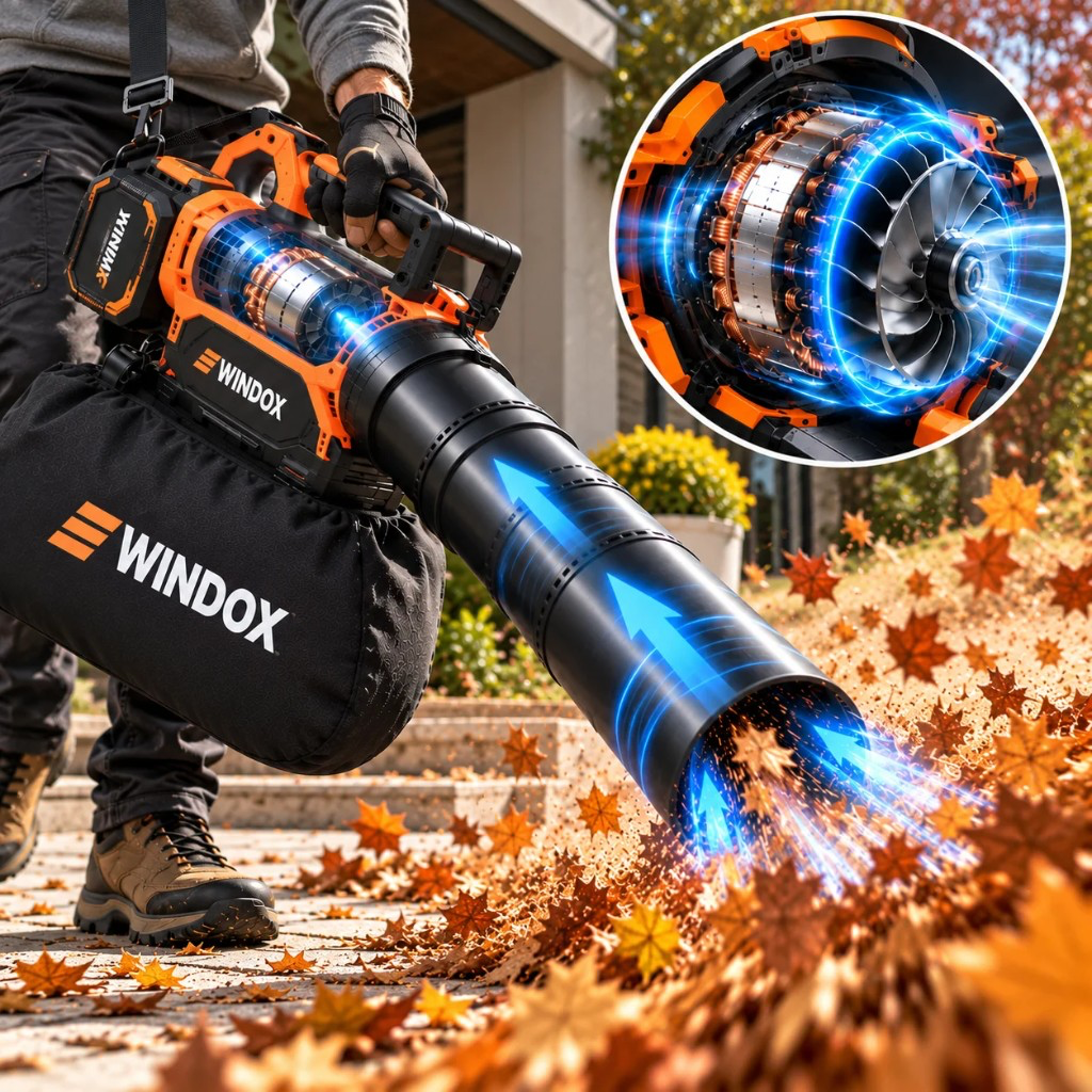 Motore brushless Windox — potenza costante per foglie e residui
